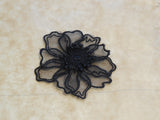 A Small doubled layered black or off white or red organza floral lace applique / lace motif is for sale