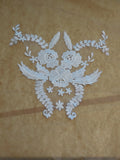 Craftuneed Bundle 5pcs ivory floral cotton lace applique sew on bridal wedding embroidered bolero lace motif patch
