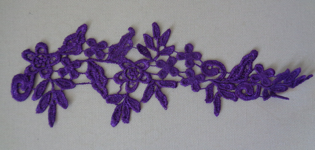 A Purple bridal floral lace Applique/ wedding lace motif for sale.Sold by piece