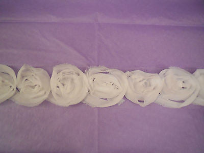 Ivory Chiffon Rose trim Flowers trim Dress making floral trimming Sold PerYard