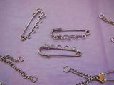 4 Silver plated Brooch pin Components & 5 Key chains jewellery accessories diy