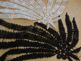 A black or off white bridal wedding peacock tail style lace applique / lace motif is for sale.  sold by per piece