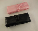 Set of 7 black or pink makeup brushes tool kit with a faux leather makeup brush organiser bag