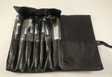 Set of 7 black or pink makeup brushes tool kit with a faux leather makeup brush organiser bag