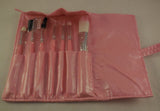 Set of 7 black or pink makeup brushes tool kit with a faux leather makeup brush organiser bag