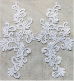 A pair of large ivory floral lace appliques bridal bolero tulle lace motif Per pair for sale. Sold by Per pair