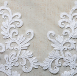 A pair of large ivory floral lace appliques bridal bolero tulle lace motif Per pair for sale. Sold by Per pair