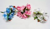 6 mini fabric flowers + wire stems art craft daisy flowers 3colour choices