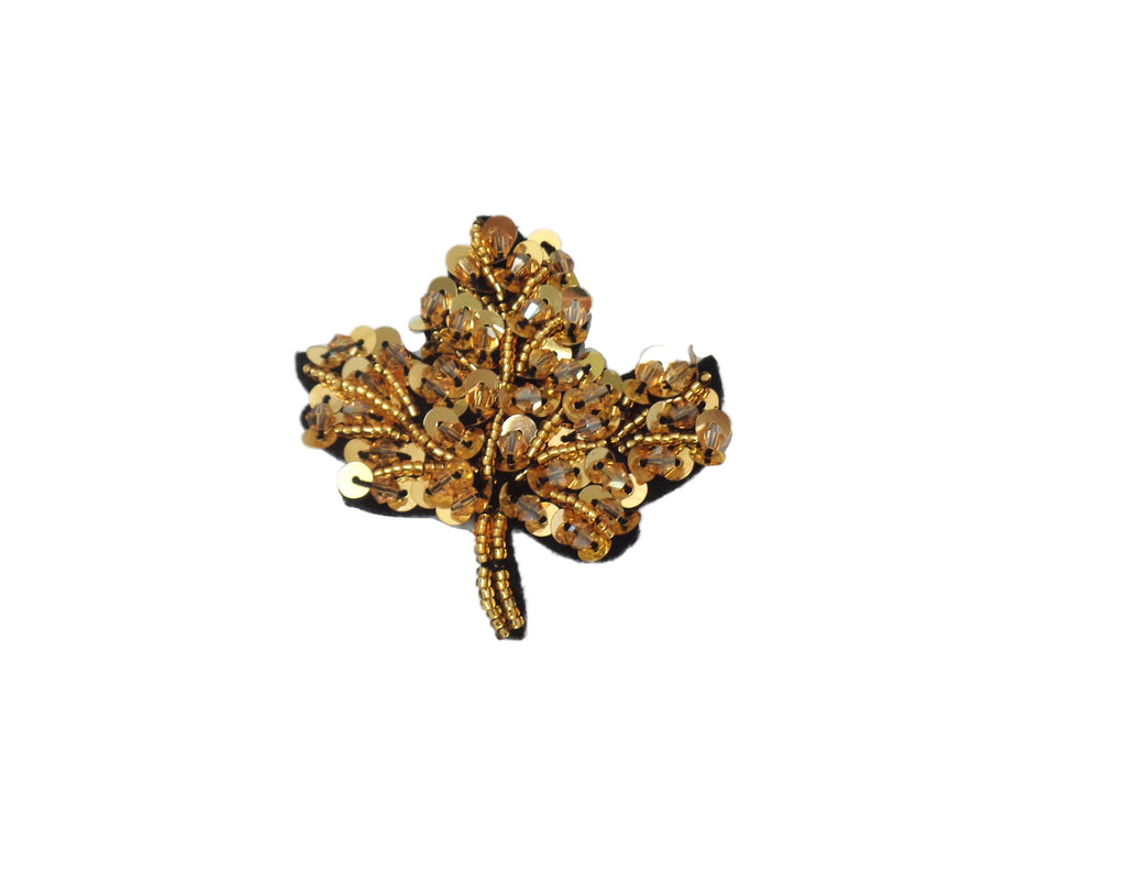 leaf embroidered beads applique motif sew on leaf sequins motif patch beaded motif per piece