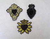 A piece of heart embroidered beads rhinestones applique motif hand craft sew on beaded patch motif applique