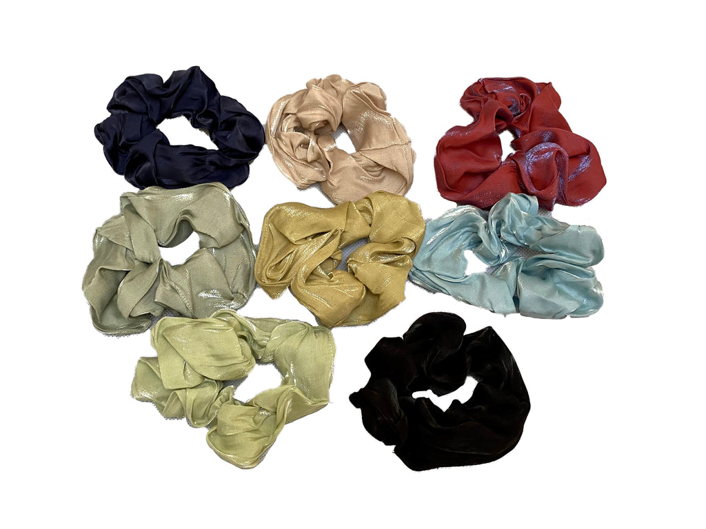 Job lot 8pcs satin fabric hair scrunchies Scrunchy Bobbles elastic hair bands UK