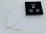 Craftuneed women classic navy blue zircon stone stainless steel necklace and earrings gift set