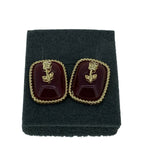 Craftuneed women retro resin gemstone 3d floral rose stud earrings silver pin