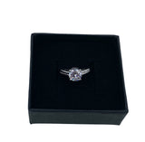 Craftuneed adjustable rings four prong faux diamond 18K platinum ring women girl men birthday gift engagement jewellery gift