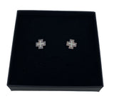 Craftuneed women retro stainless steel cross shape stud earrings with silver pin valentine's gift for her mum birthday Christmas gift idea