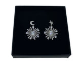 Craftuneed simplicity moon star zircon stone drop earrings 925 silver pin valentine's gift for her mum birthday Christmas gift idea