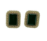 Craftuneed women retro resin gemstone rectangle shape stud earrings silver ear pin birthday Christmas mum gift for her