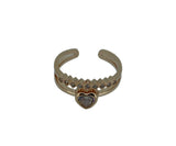 Craftuneed adjustable rings rose gold silver plated heart shape faux diamond ring women girl men birthday engagement jewellery gift