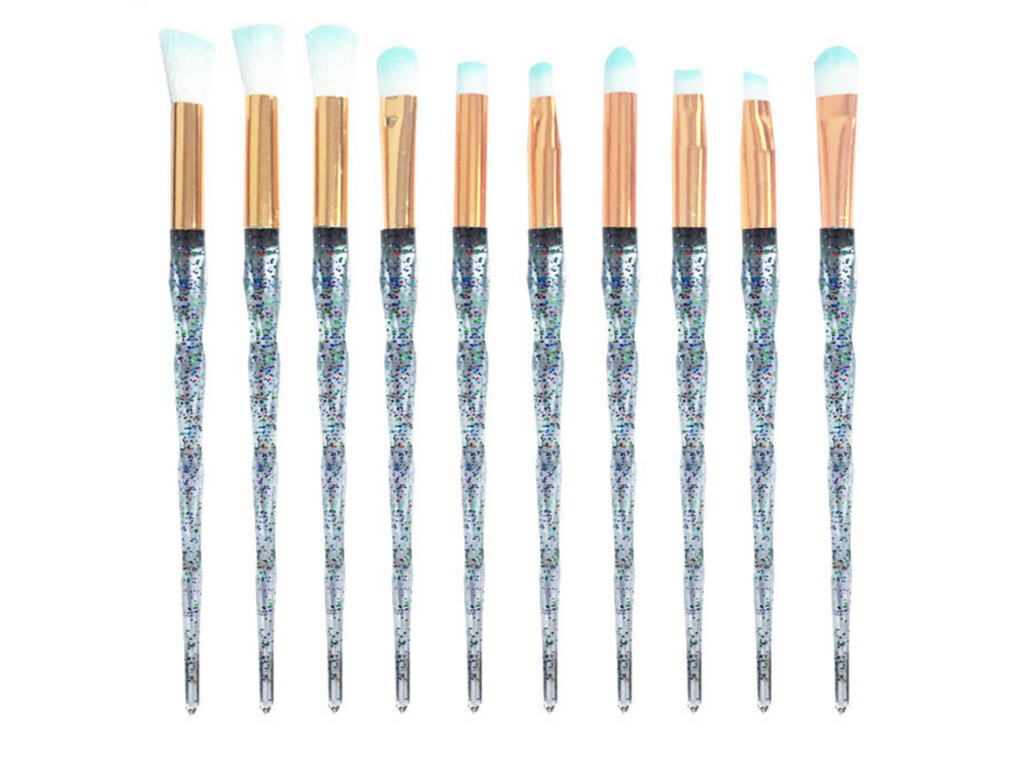 Professional 10 foundation makeup brushes set powder brush with soft fibre hair