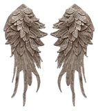 A mirror pair feather wing shape lace motif applique sew on shoulder lace cap sleeves patch for dress making sewing