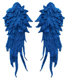 A mirror pair feather wing shape lace motif applique sew on shoulder lace cap sleeves patch for dress making sewing