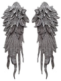 A mirror pair feather wing shape lace motif applique sew on shoulder lace cap sleeves patch for dress making sewing