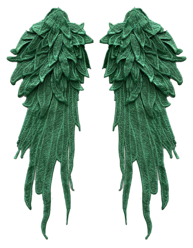 A mirror pair feather wing shape lace motif applique sew on shoulder lace cap sleeves patch for dress making sewing