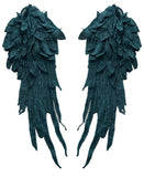 A mirror pair feather wing shape lace motif applique sew on shoulder lace cap sleeves patch for dress making sewing