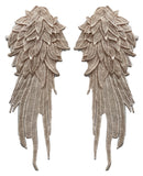 A mirror pair feather wing shape lace motif applique sew on shoulder lace cap sleeves patch for dress making sewing