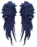 A mirror pair feather wing shape lace motif applique sew on shoulder lace cap sleeves patch for dress making sewing