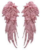 A mirror pair feather wing shape lace motif applique sew on shoulder lace cap sleeves patch for dress making sewing