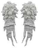 A mirror pair feather wing shape lace motif applique sew on shoulder lace cap sleeves patch for dress making sewing