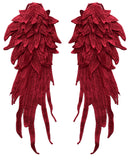 A mirror pair feather wing shape lace motif applique sew on shoulder lace cap sleeves patch for dress making sewing