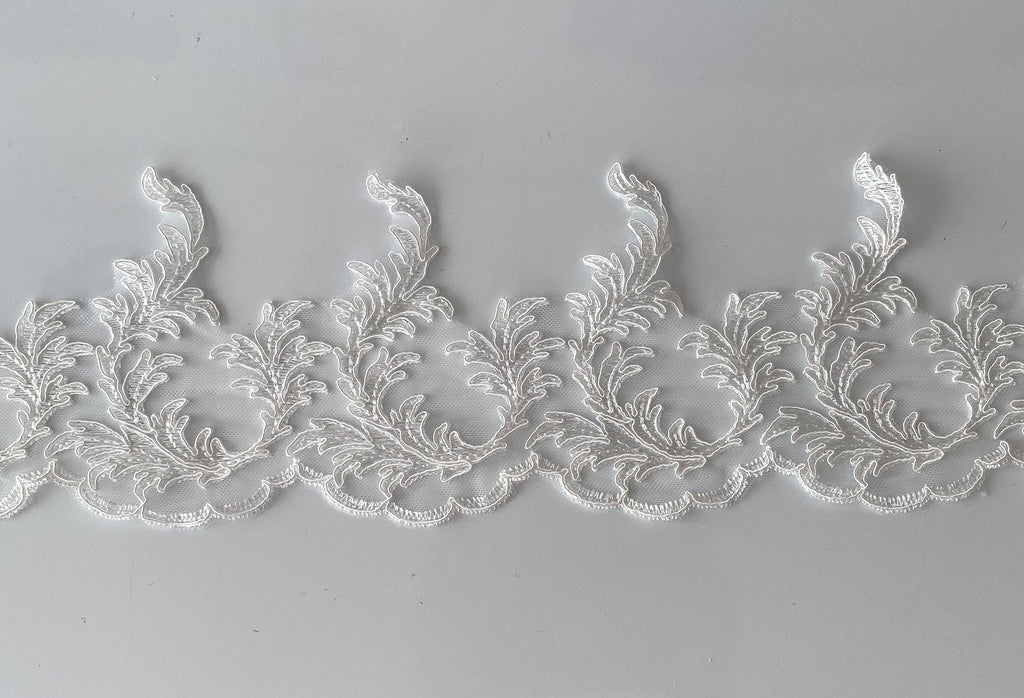 Craftuneed ivory floral lace trim sew on bridal wedding embroidered tulle lace trimming