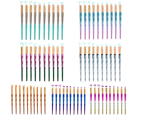 Professional 10 foundation makeup brushes set powder brush with soft fibre hair