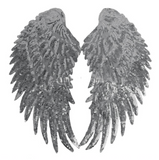 A pair of silver or gold colour sequined lace appliques wings sequins collar motifs for sale. Sold by pair.