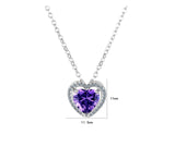 Craftuneed purple zircon heart pendant necklace classic women 925 silver necklace gift