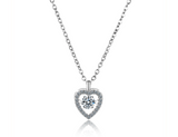 Craftuneed classic heart pendant necklace women stainless steel heart love rhinestones necklace gift