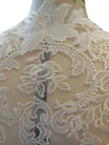 A Large ivory bridal bolero lace applique sew on floral lace motif for wedding dress sewing