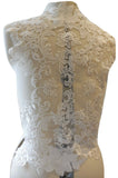 A Large ivory bridal bolero lace applique sew on floral lace motif for wedding dress sewing