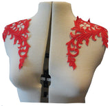 A pair of black red off white lace collar applique sew on cotton lace motif patch