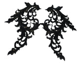 A pair of black red off white lace collar applique sew on cotton lace motif patch