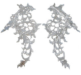 A pair of black red off white lace collar applique sew on cotton lace motif patch