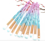 Professional 10 foundation makeup brushes set powder brush with soft fibre hair