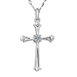 Craftuneed women stainless steel zircon stone cross pendant necklace baptism jewellery with gift box
