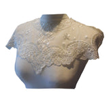 Black or off white bridal floral lace collar applique sew on tulle motif patch - Front side only, no back side.