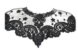Black or off white bridal floral lace collar applique sew on tulle motif patch - Front side only, no back side.