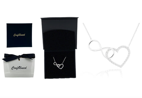 Craftuneed women 925 sterling silver infinity heart zircon stone necklace women heart pendant necklace gift