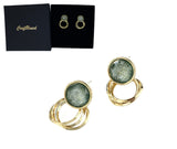 Craftuneed handmade women retro simplicity crystal circle earrings 925 silver pin