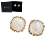 Craftuneed handmade retro simplicity cluster shell gemstone earrings 925 silver pin